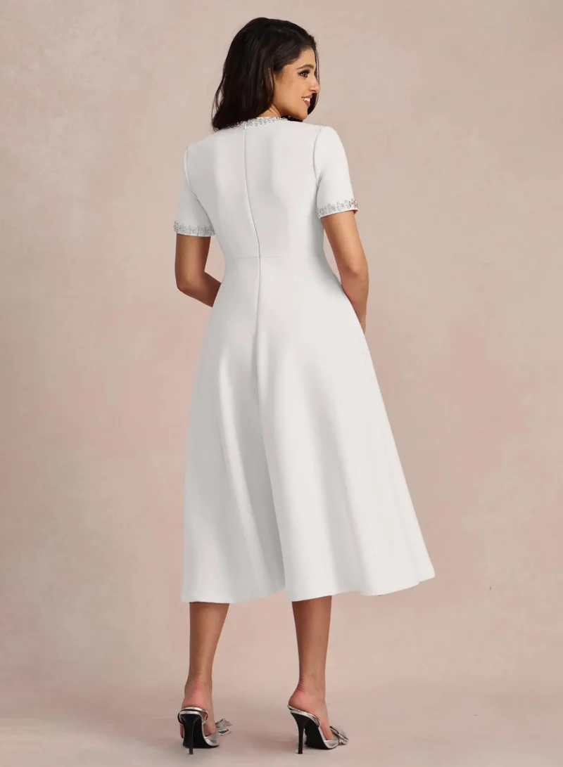 Sunfere  Zoe Bowknot Crystal-embellished Midi Dress for Women | Best Price UAE