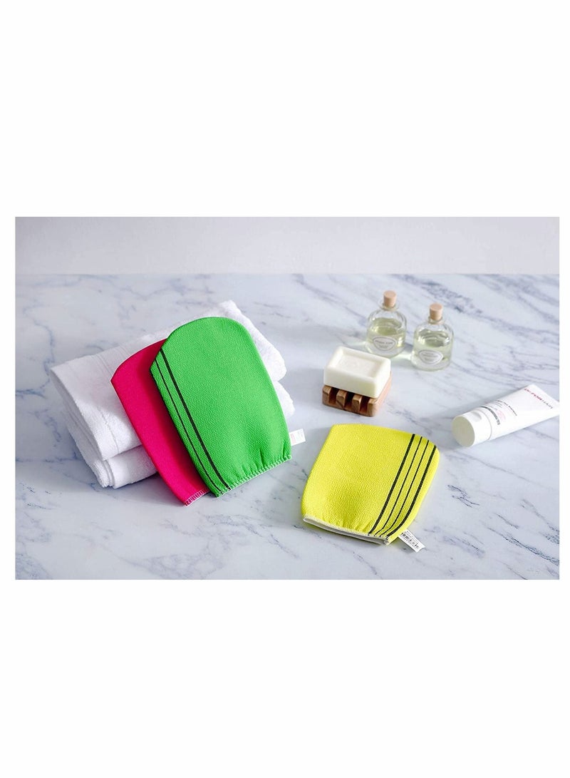 Y&D Exfoliating Korean Towel Extra Viscos Bath Mesh Body WashCloth Rayon Spa Scrub Italy Gloves Removes Dead Skin 3Pcs - Image 4