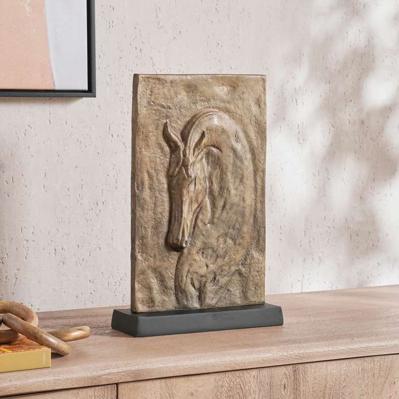 Pan Home Handcrafted Metal Horse Sculpture - Gold