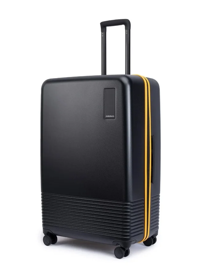 Mokobara MOKOBARA Iconic Range The Check-in Luggage 79cms Large Size German Makrolon Polycarbonate Hard Sided 8 Hinomoto Spinner Wheels Suitcase Trolley Black-Crypto Sunray (Limited Edition)