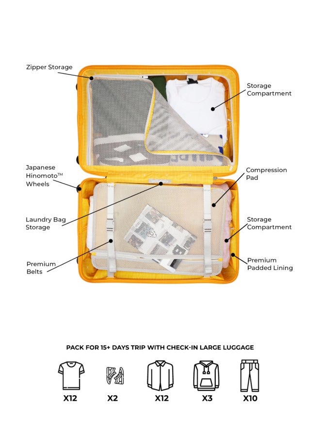 Mokobara - MOKOBARA Iconic Range The Check-in Luggage 79cms Large Size German Makrolon Polycarbonate Hard Sided 8 Hinomoto Spinner Wheels Suitcase Trolley Black-Crypto Sunray (Limited Edition) - Image 1