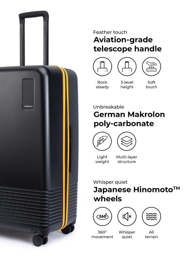 Mokobara The Check-in Large|110L|German Makrolon Poly-Carbonate Hardshell|Internal Compression System|TSA Lock & Hinomoto Wheels|Black&Yellow(Money Moves Sunray) - Image 3