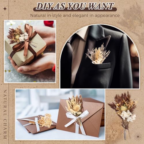 Layhit 24 Pcs Boho Dried Flower Bouquet Mini Wedding Handmade Dry Flowers Decor for Vase Crafts DIY Photo Boutonniere for Men Floral Plant for Bridesmaid Gift Birthday Decor(Stylish) - Image 5