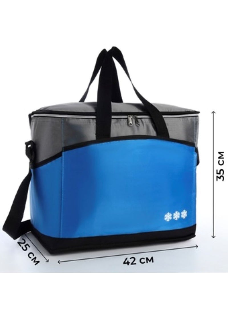 VIO 30L Large Reusable Insulated Cooler Bag Lightweight Oxford Cloth Large Capacity Thermal Waterproof Handbag For Hot Cold Refrigerated Food For Lunch Picnic Barbecue Beach Camping Picnic Outdoor Blue  - Image 5