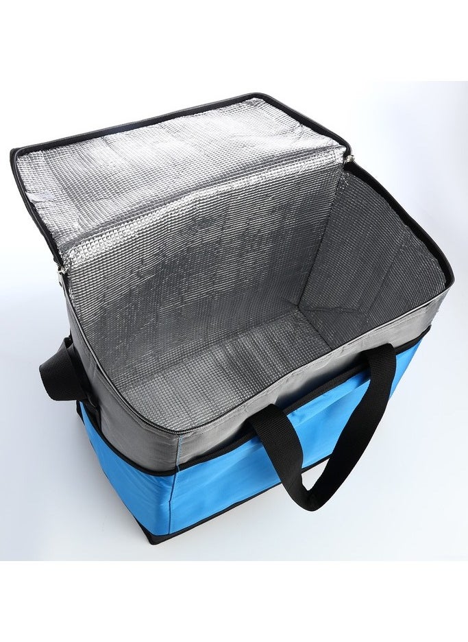 VIO 30L Large Reusable Insulated Cooler Bag Lightweight Oxford Cloth Large Capacity Thermal Waterproof Handbag For Hot Cold Refrigerated Food For Lunch Picnic Barbecue Beach Camping Picnic Outdoor Blue  - Image 3
