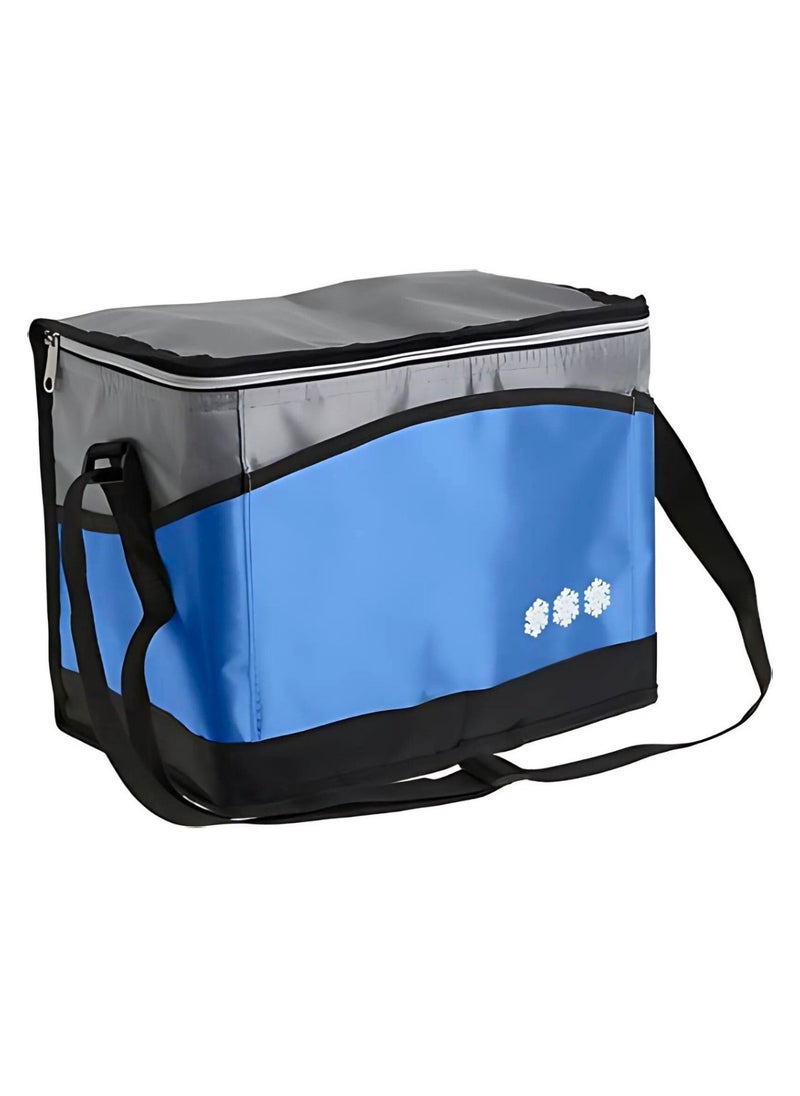 VIO 30L Large Reusable Insulated Cooler Bag Lightweight Oxford Cloth Large Capacity Thermal Waterproof Handbag For Hot Cold Refrigerated Food For Lunch Picnic Barbecue Beach Camping Picnic Outdoor Blue  - Image 2