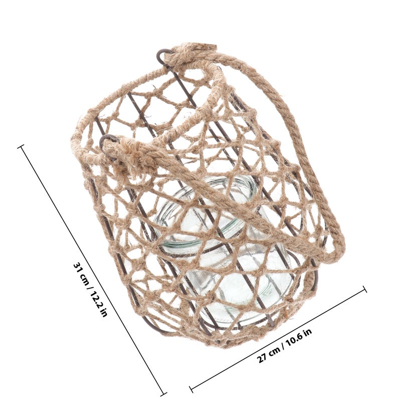 Woven Rope Night Light Garden Decorative Lampshade Cafe Lanterns Decorative Candlestick Decoration Lamp (Size L) - Image 2