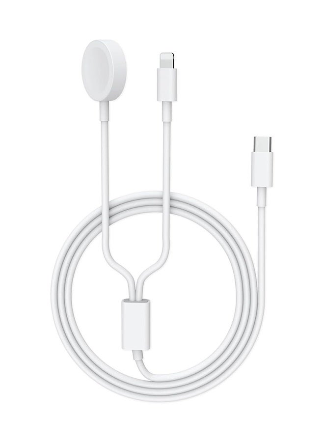 Type C 2-in-1 Fast Charging for iPhone&Watch(1.2m)White，Premium Charger Cable,Smart Watch Magnetic Cable  - Image 1