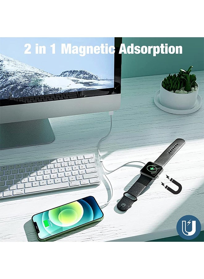 Type C 2-in-1 Fast Charging for iPhone&Watch(1.2m)White，Premium Charger Cable,Smart Watch Magnetic Cable  - Image 2