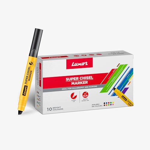 Luxor 999 N Super Chisel Marker - Assorted Colors, Box of 10, Broad & Precise Marking, Suitable for Crafts & Projects - Image 1