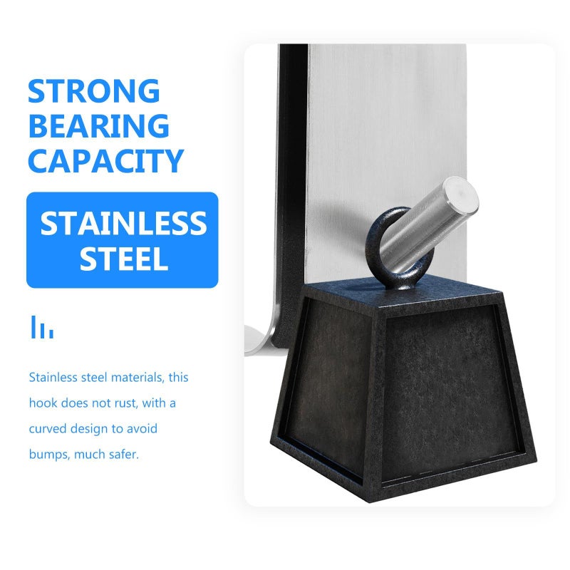 304 Stainless Steel Glass Shower Towel Hooks Punch Free Frameless Door Hanging - Image 4
