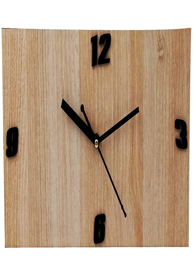HandyTrendy MDF Wooden Attractive Simple Square Shaped Clock for Bedroom, Kitchen, Livingroom,Office | Stylish Decorative Analog Wooden Wall Clock (30cm X 15cm) Wall Clock | (White Wood) - Image 1