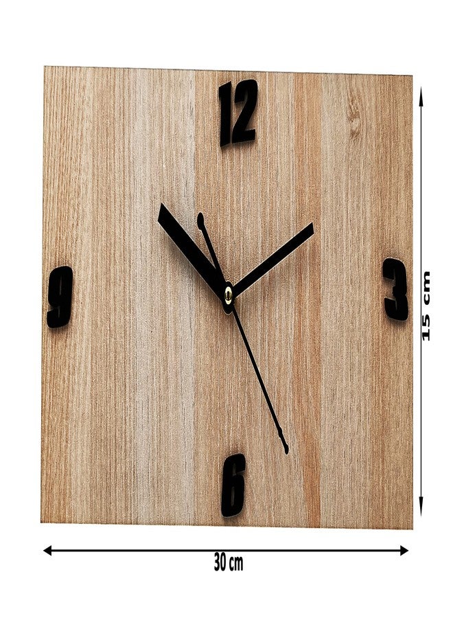 HandyTrendy MDF Wooden Attractive Simple Square Shaped Clock for Bedroom, Kitchen, Livingroom,Office | Stylish Decorative Analog Wooden Wall Clock (30cm X 15cm) Wall Clock | (White Wood) - Image 2