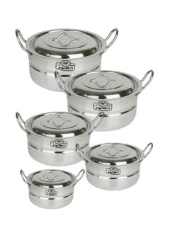 6 October Aluminum Pots Set Consisting of 5 Pots With Two Handles 6 October Brand Egyptian Industry, Size 16/ 18 / 20 / 22 / 24 cm  - Image 1
