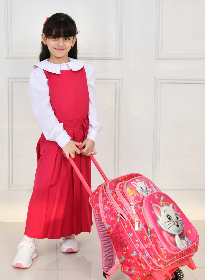HAWRAA ABAYA Fuchsia apron with wide belt decorated with a bow and pleats with side pockets