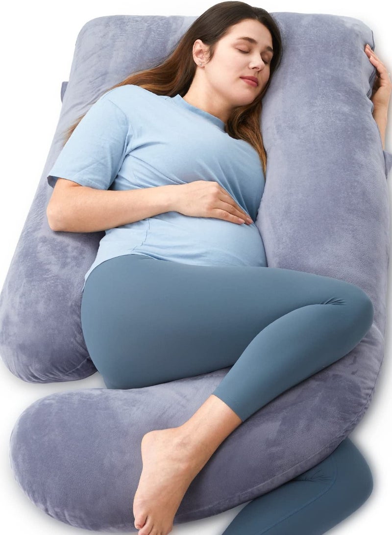 Momcozy Maternity Pillow, U Shaped Full Body Pregnancy Pillow with Removable Cover, 57 Inch Pregnancy Pillows for Sleeping - Image 1