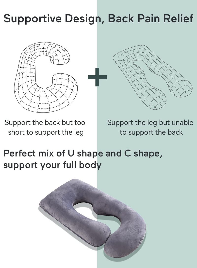 Momcozy Maternity Pillow, U Shaped Full Body Pregnancy Pillow with Removable Cover, 57 Inch Pregnancy Pillows for Sleeping - Image 5