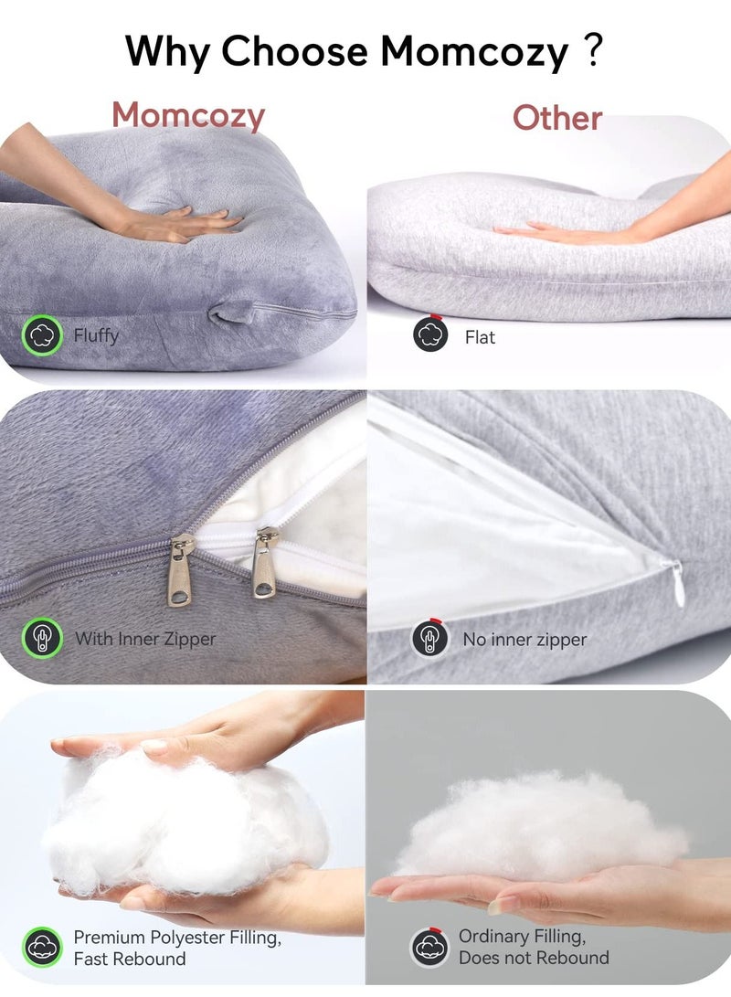 Momcozy Maternity Pillow, U Shaped Full Body Pregnancy Pillow with Removable Cover, 57 Inch Pregnancy Pillows for Sleeping - Image 4