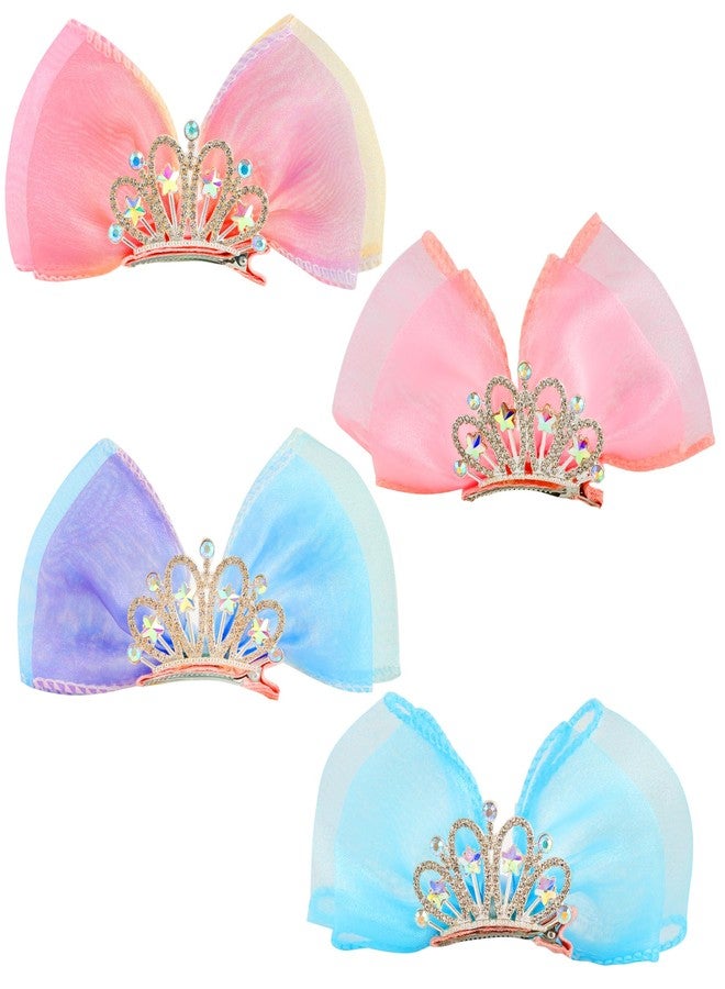 HLTOO Rhinestone Crown Barrettes and Hair Clips Set - Princess Birthday Headband, Ribbon Bows with Alligator Clips for Women and Girls' Hair Styling - Image 1