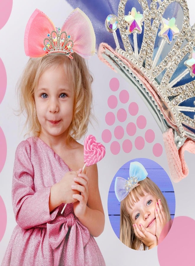 HLTOO Rhinestone Crown Barrettes and Hair Clips Set - Princess Birthday Headband, Ribbon Bows with Alligator Clips for Women and Girls' Hair Styling - Image 4