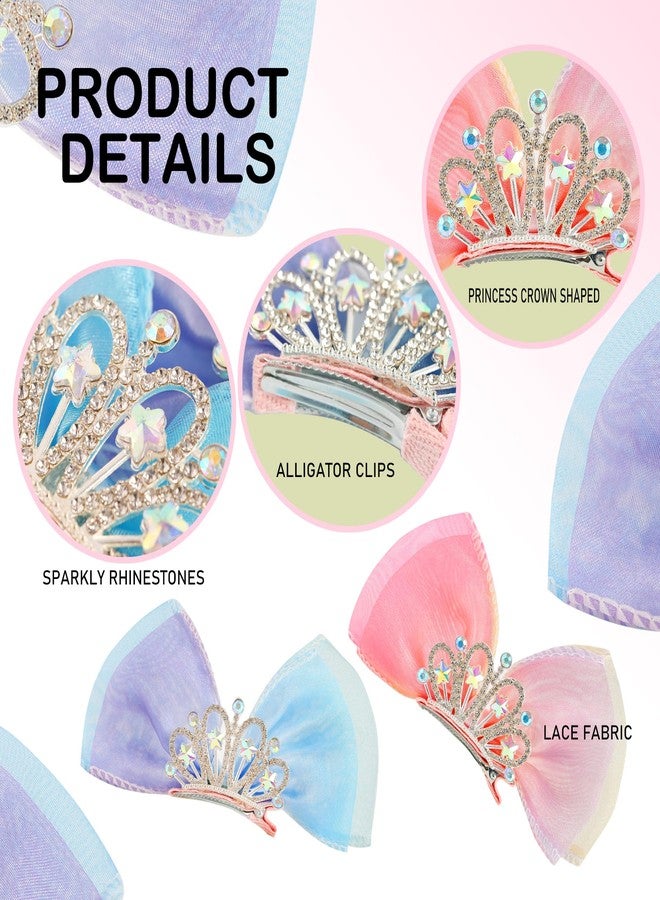 HLTOO Rhinestone Crown Barrettes and Hair Clips Set - Princess Birthday Headband, Ribbon Bows with Alligator Clips for Women and Girls' Hair Styling - Image 3