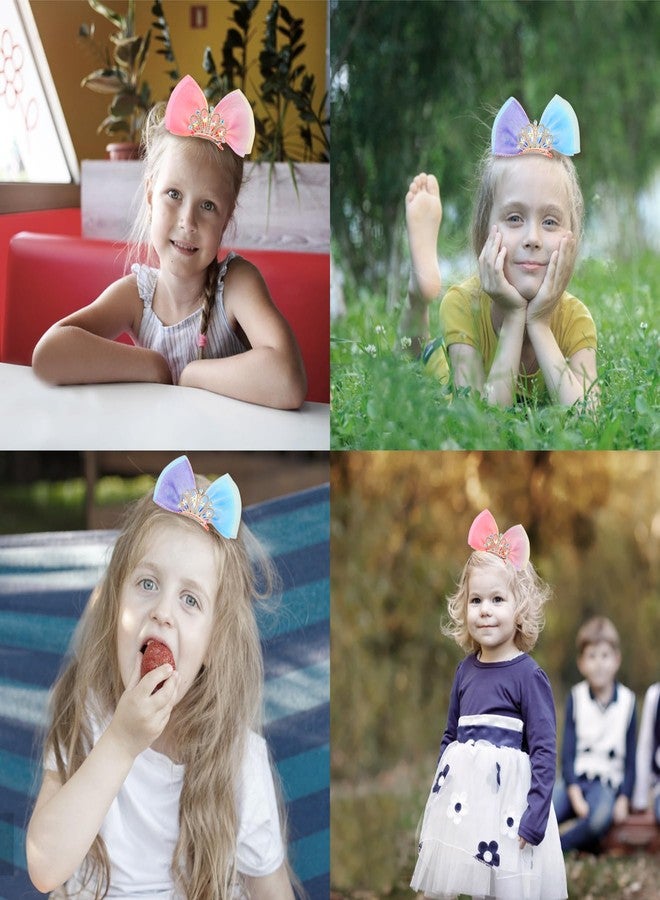HLTOO Rhinestone Crown Barrettes and Hair Clips Set - Princess Birthday Headband, Ribbon Bows with Alligator Clips for Women and Girls' Hair Styling - Image 5
