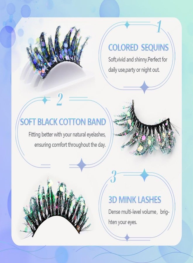 Natuhana Glitter False Lashes Colored Wispy Decorative Shinny Eyelash Extension Colorful Faux Mink Lash - Image 4