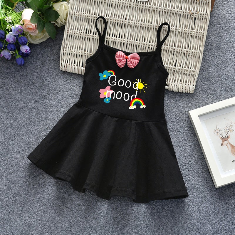 Summer Girls' Suspender Dress Baby Fashionable Vest Dress Kidsren'S Korean Style Letter Print Fashionable And Cute Skirt - Image 5