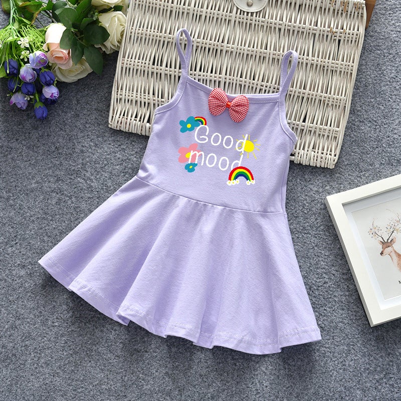 Summer Girls' Suspender Dress Baby Fashionable Vest Dress Kidsren'S Korean Style Letter Print Fashionable And Cute Skirt - Image 3