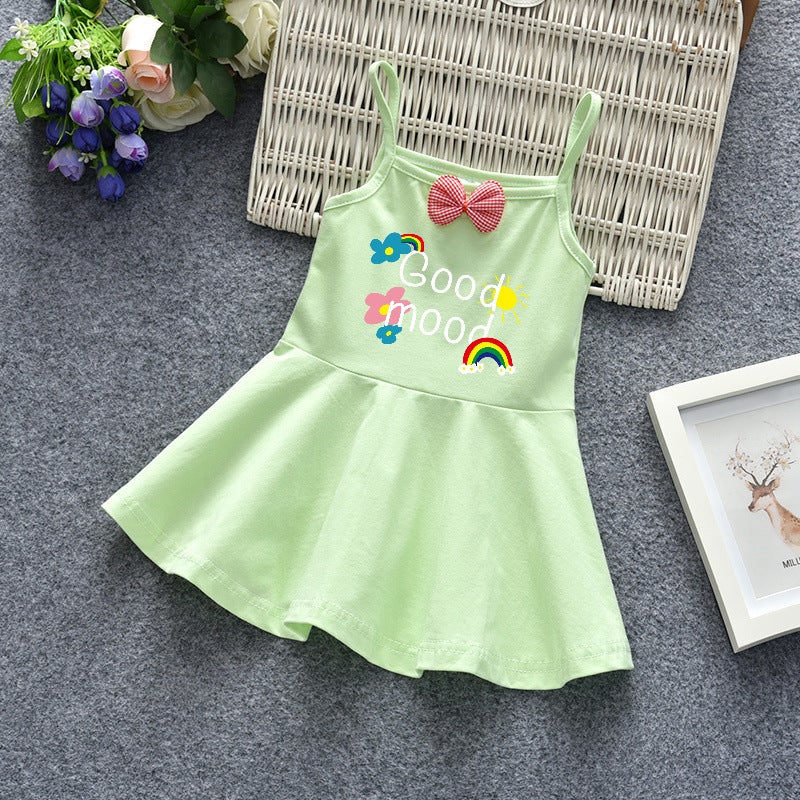 Summer Girls' Suspender Dress Baby Fashionable Vest Dress Kidsren'S Korean Style Letter Print Fashionable And Cute Skirt - Image 4