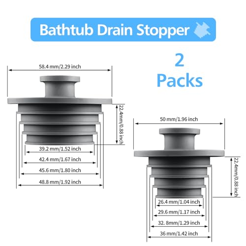 Aluvor Bathtub Stopper 2pcs Sink Stopper Tub Plug Bathroom Shower Drain Plug Silicone Bathtub Drain Plug Tub Drain Stopper Washbasin Stopper - Image 4