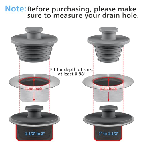 Aluvor Bathtub Stopper 2pcs Sink Stopper Tub Plug Bathroom Shower Drain Plug Silicone Bathtub Drain Plug Tub Drain Stopper Washbasin Stopper - Image 5