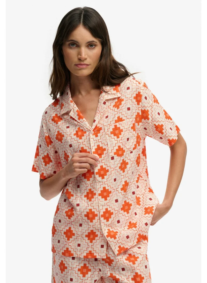 سوبر دراي Beach Printed Short Sleeve Shirt