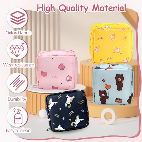 CoolShef 4Pcs Sanitary Pad Pouch for Travel, Waterproof Small Napkin Pouches for Women and Girls, Multi-Functional Storage for Sanitary Pads, Earphones, and Jewelry - Image 3