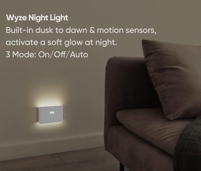 WYZE Lifestyle Rechargeable LED Night Lights with Motion & Dusk-to-Dawn Sensors Soft White Stair Lights for Bathroom, Hallway, Bedroom Magnetic Mount, Expandable Link System 3 Pack - Image 2