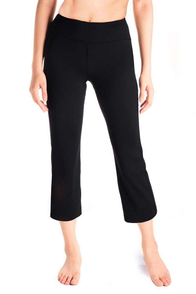 Yogipace Women's Kick Flare Yoga Pants Capri Length Slim Fit Pant Lounge Crop,YCW1405,24",Black,Size L - Image 5