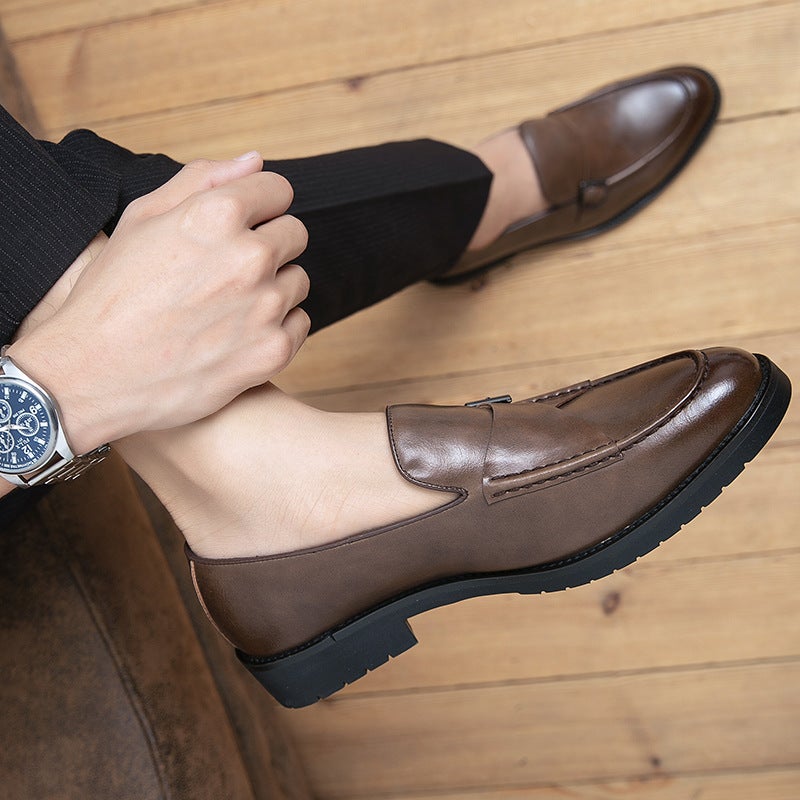 2024 Independent Station Men'S Handmade Men'S Buckle Slip-On Lazy Leather Shoes - Image 2