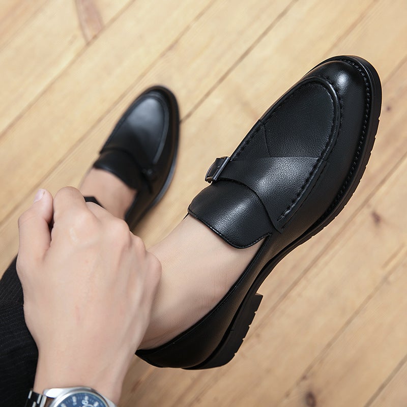 2024 Independent Station Men'S Handmade Men'S Buckle Slip-On Lazy Leather Shoes - Image 1