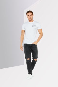 DIESEL Men Crew Neck Short Sleeve Printed T-shirts, White  - Image 3