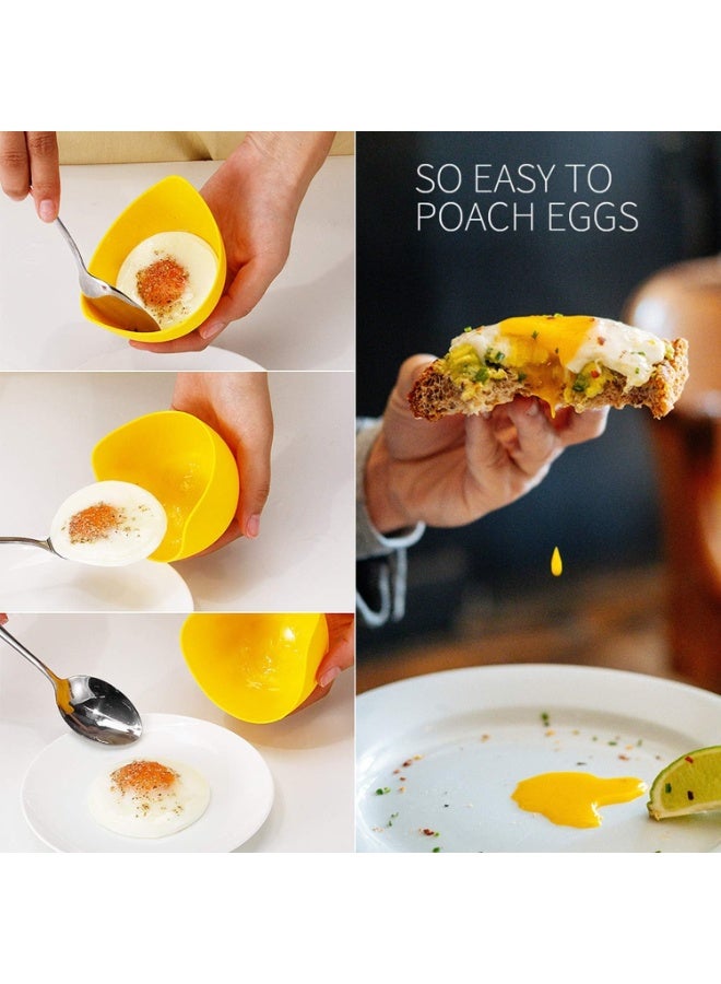 SYOSI Silicone Egg Poacher Cups, Nonstick Egg Poaching Cup, Eggs Poacher Ring Standers, BPA-Free Cups for Air Fryer, Baking Oven, Stovetop Cooking, Easy Eggs Poaching for Breakfast, Kitchen Use (4 Pc) - Image 4