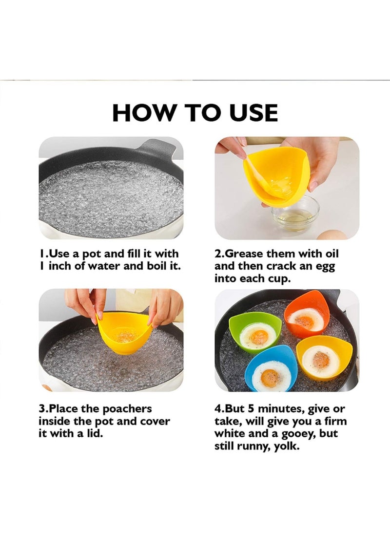 SYOSI Silicone Egg Poacher Cups, Nonstick Egg Poaching Cup, Eggs Poacher Ring Standers, BPA-Free Cups for Air Fryer, Baking Oven, Stovetop Cooking, Easy Eggs Poaching for Breakfast, Kitchen Use (4 Pc) - Image 3