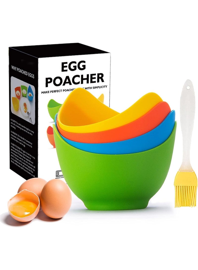 SYOSI Silicone Egg Poacher Cups, Nonstick Egg Poaching Cup, Eggs Poacher Ring Standers, BPA-Free Cups for Air Fryer, Baking Oven, Stovetop Cooking, Easy Eggs Poaching for Breakfast, Kitchen Use (4 Pc) - Image 1