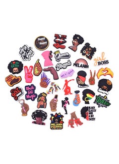 Excefore Black Girl Women Magic Shoe Charms, 36PCS Shoe Charms for Croc, Fits for Clog Decoration  - Image 1