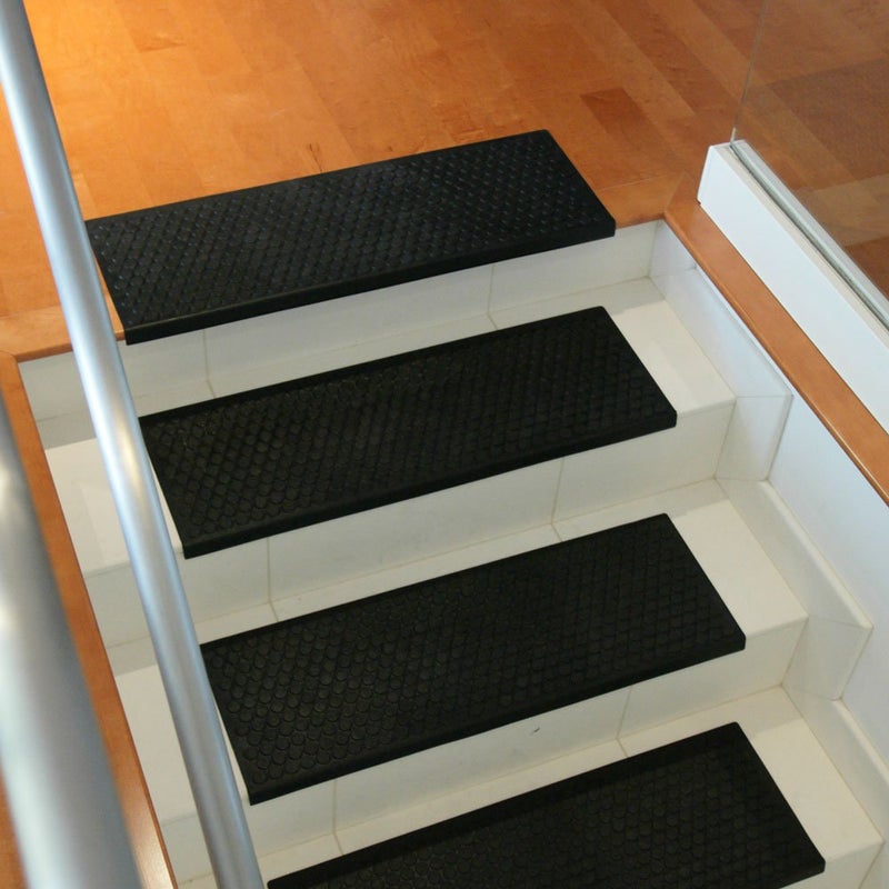Rubber-Cal "Coin-Grip Non-Slip Rubber Tread Stair Mats 6 Count (Pack of 1), Black, 9.75" x 29.75" (10-104-009) - Image 5