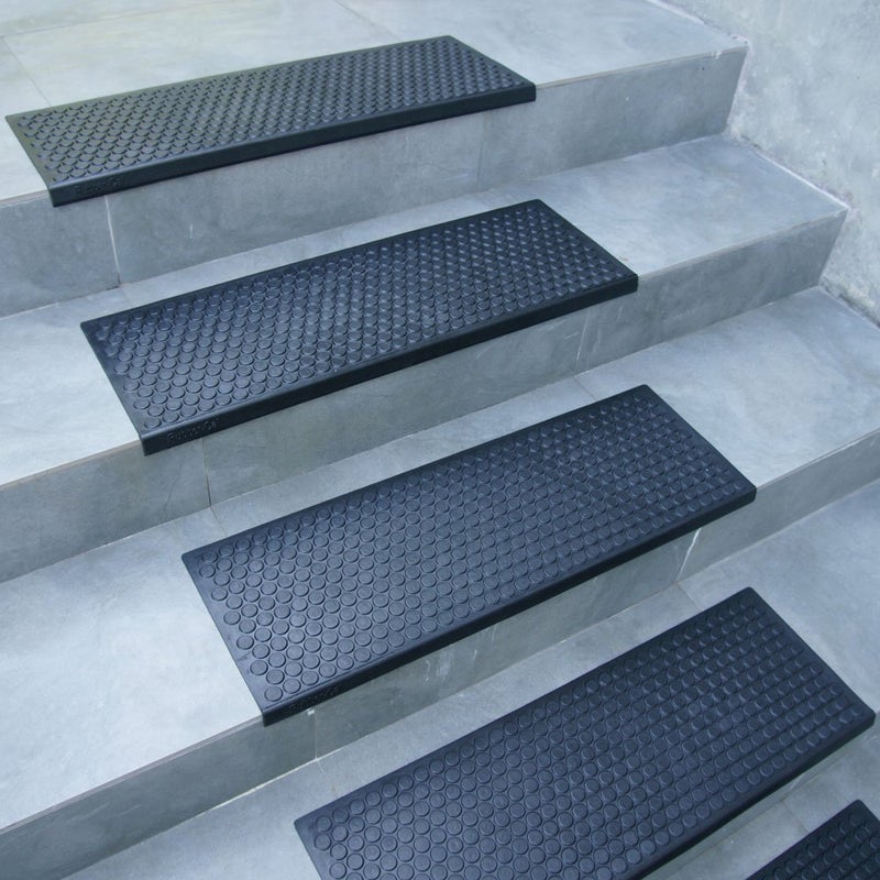Rubber-Cal "Coin-Grip Non-Slip Rubber Tread Stair Mats 6 Count (Pack of 1), Black, 9.75" x 29.75" (10-104-009) - Image 4