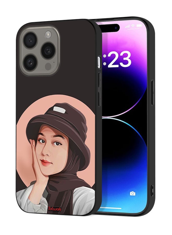 Tolwak Apple iPhone 15 Pro Protective Case Cover Cute Hat Girl Paint Art - Image 1