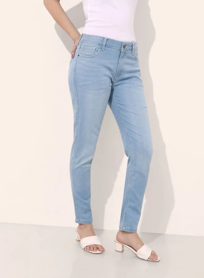 Freehand  Women Slim Fit Solid Mid Rise Jeans  | Best Price UAE