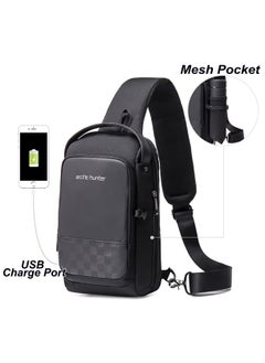 ARCTIC HUNTER Crossbody Sling Bag Water Resistant Anti Theft Unisex Small Shoulder Bag with Built in USB Port for Business Travel XB001005  - Image 3