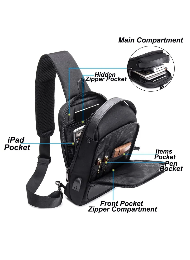 ARCTIC HUNTER Crossbody Sling Bag Water Resistant Anti Theft Unisex Small Shoulder Bag with Built in USB Port for Business Travel XB001005