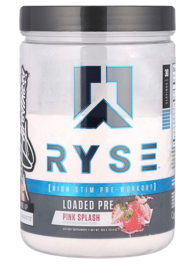 RYSE Loaded Pre High Stim PreWorkout Pink Splash 13.9 oz (393 g)